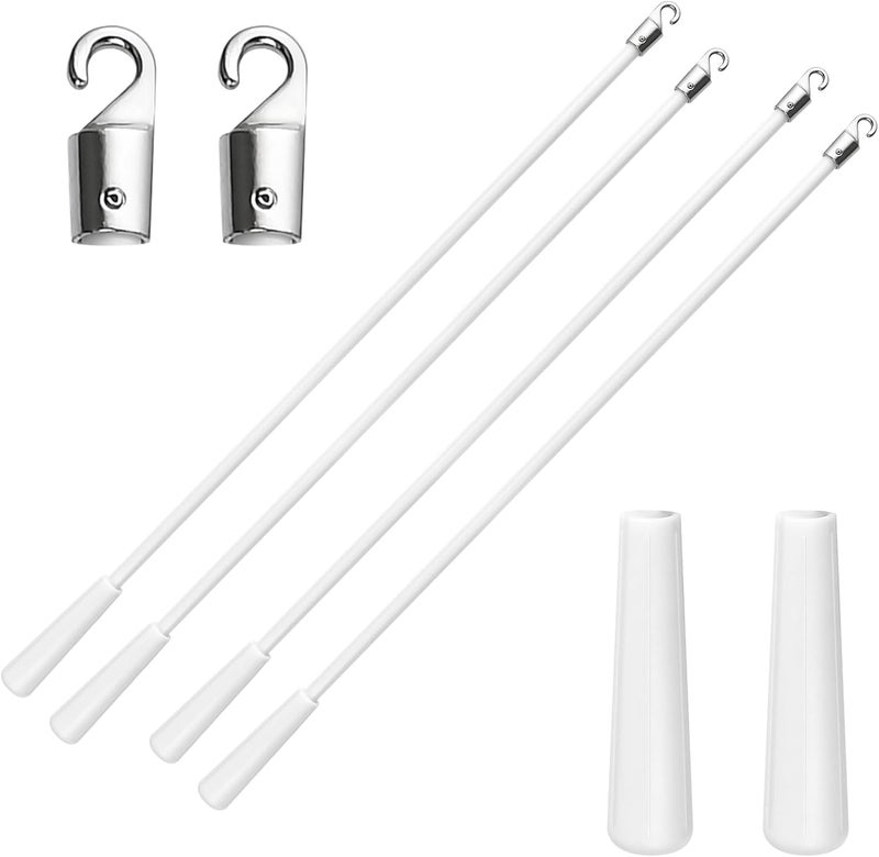 Lainballow 4 Pcs 17 Inches Blinds Wand Replacement, Blind Tilt Wand with Hook and Handle, Fiberglass Window Blind Wand for Windows, Curtain Shades, Venetian Blinds(White) - Image 1